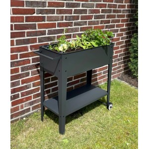 DELUKE Hochbeet METZ Mobil Anthrazit Stahl Metall-Hochbeet für Garten Balkon-Beet Gemüsebeet Kräuterbeet