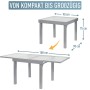 Ausziehbarer, silberner ib style Gartentisch Diplomat (90-180 cm) mit Maßen.