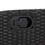 Detailaufnahme: Verstellbarer Griff am schwarzen Poly Rattan Gartenstuhl der vidaXL Essgruppe.