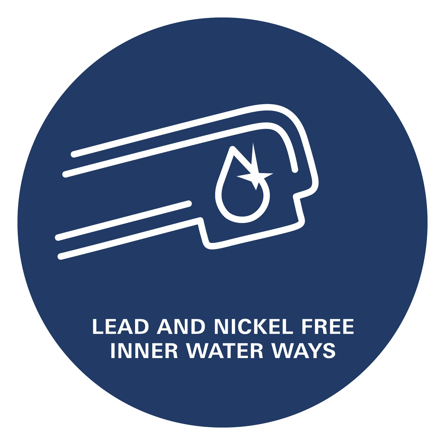 Symbol für blei- und nickelfreie Wasserwege der Grohe Start Alira Wannenarmatur.