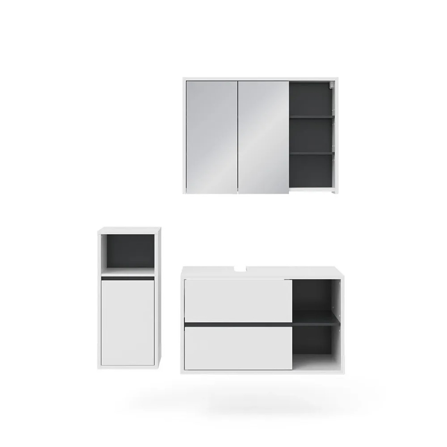 Vicco Badmöbel-Set Viola Weiß 100 x 60 3-teilig