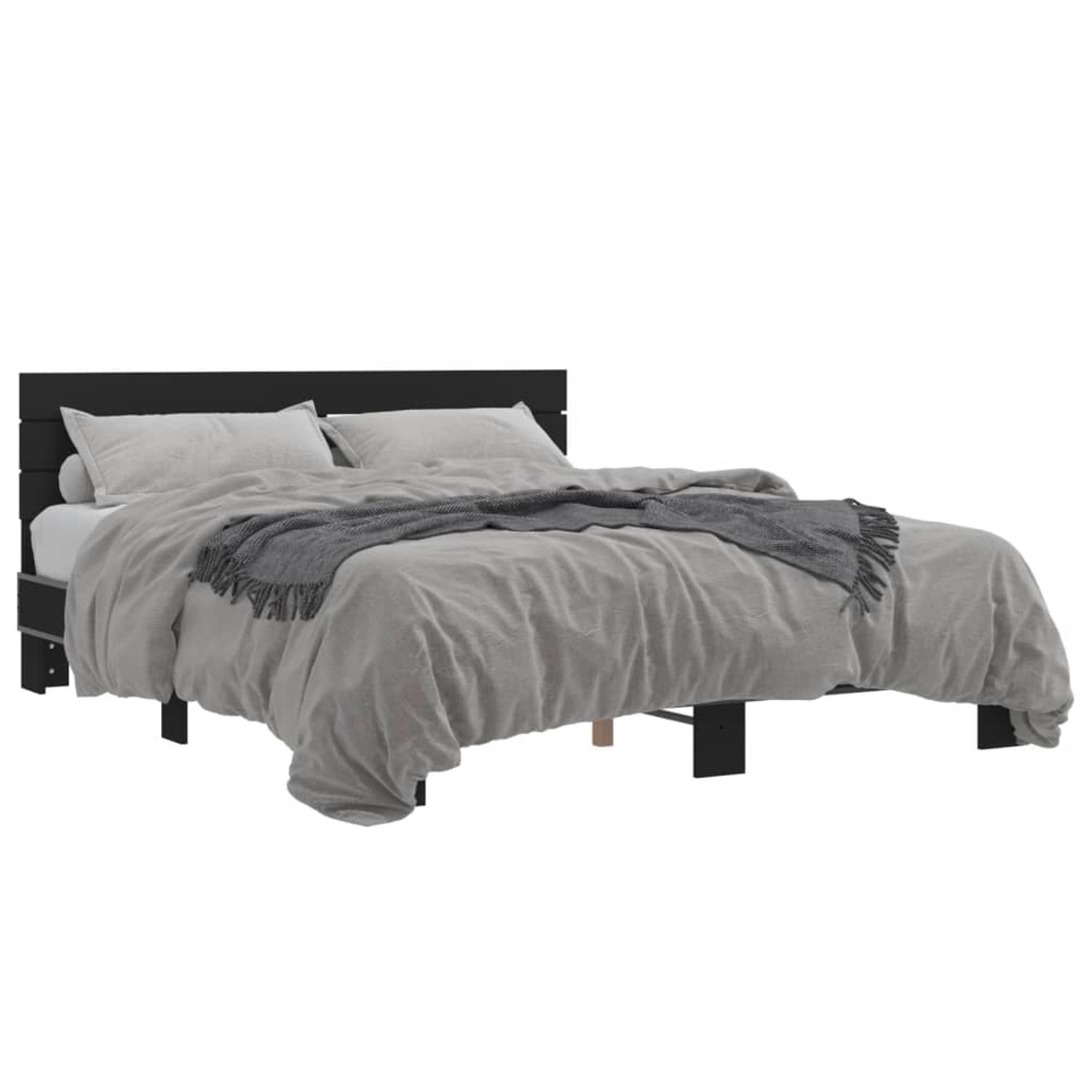 vidaXL Bettgestell Schwarz 150x200 cm Holzwerkstoff und Metall 3280142 günstig online kaufen