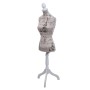 Schneiderpuppe T220 mit Paris-Muster, weiblicher Torso, weißes Holzdreibein, höhenverstellbar. Dekorative Figur.