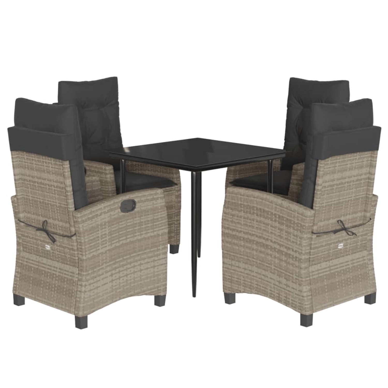 vidaXL 5-Tlg Garten-Essgruppe mit Kissen Hellgrau Poly Rattan 3212843 günstig online kaufen