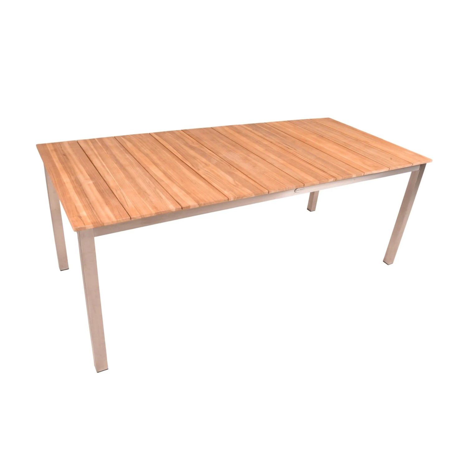 DELUKE Gartentisch TINA Edelstahl Teak Natur 200x90x75cm Terrassentisch Wetterfest Outdoor Tisch