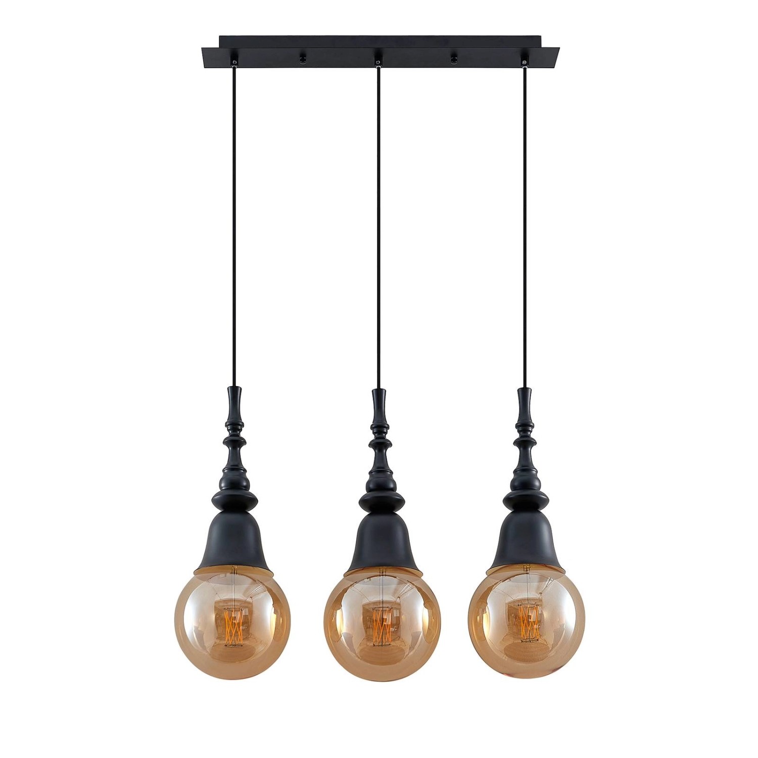 Lucande Pendelleuchte Gesja 9920024 Modern in Schwarz aus Metall 3-flammig günstig online kaufen