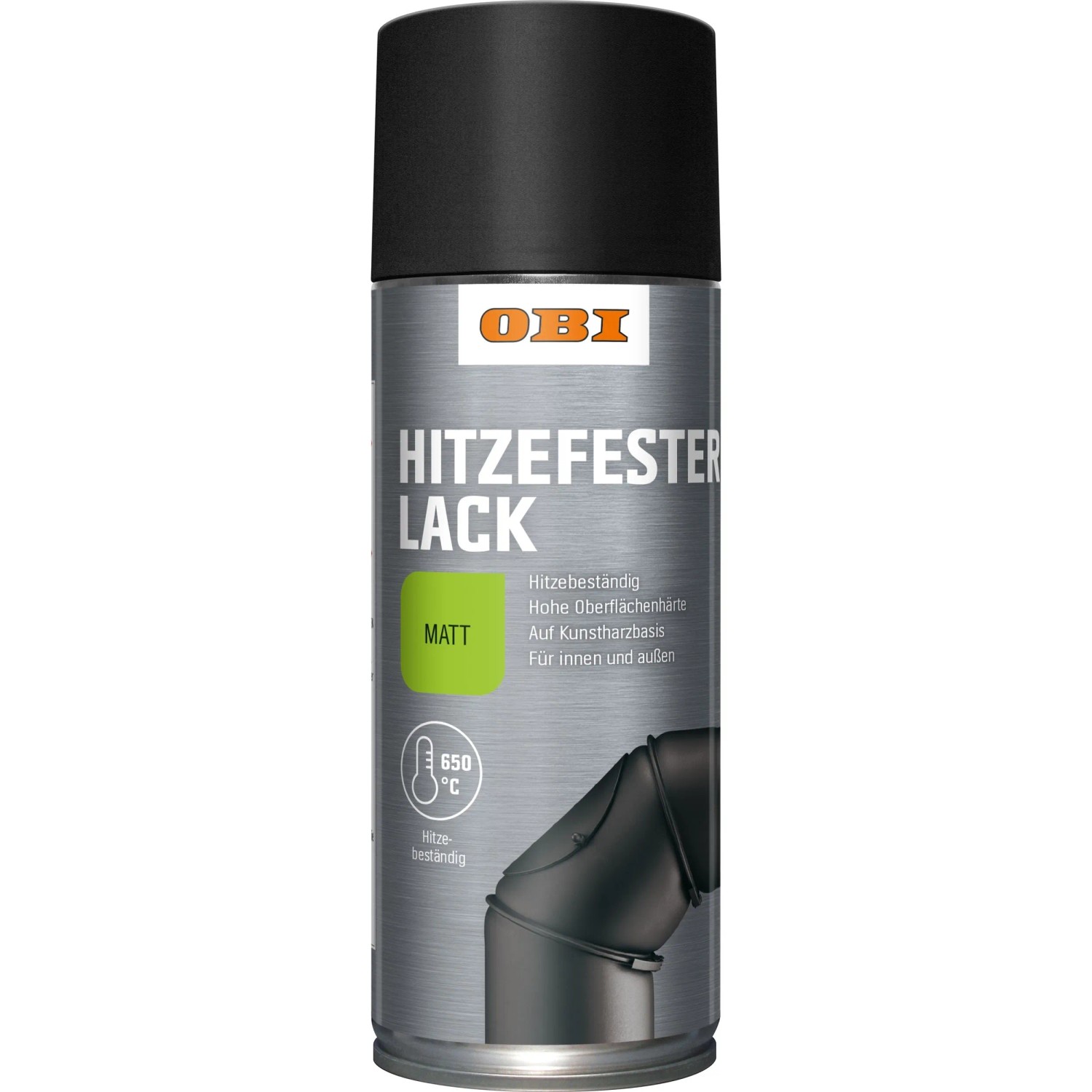 OBI Hitzefester Lack Spray Schwarz matt 400 ml