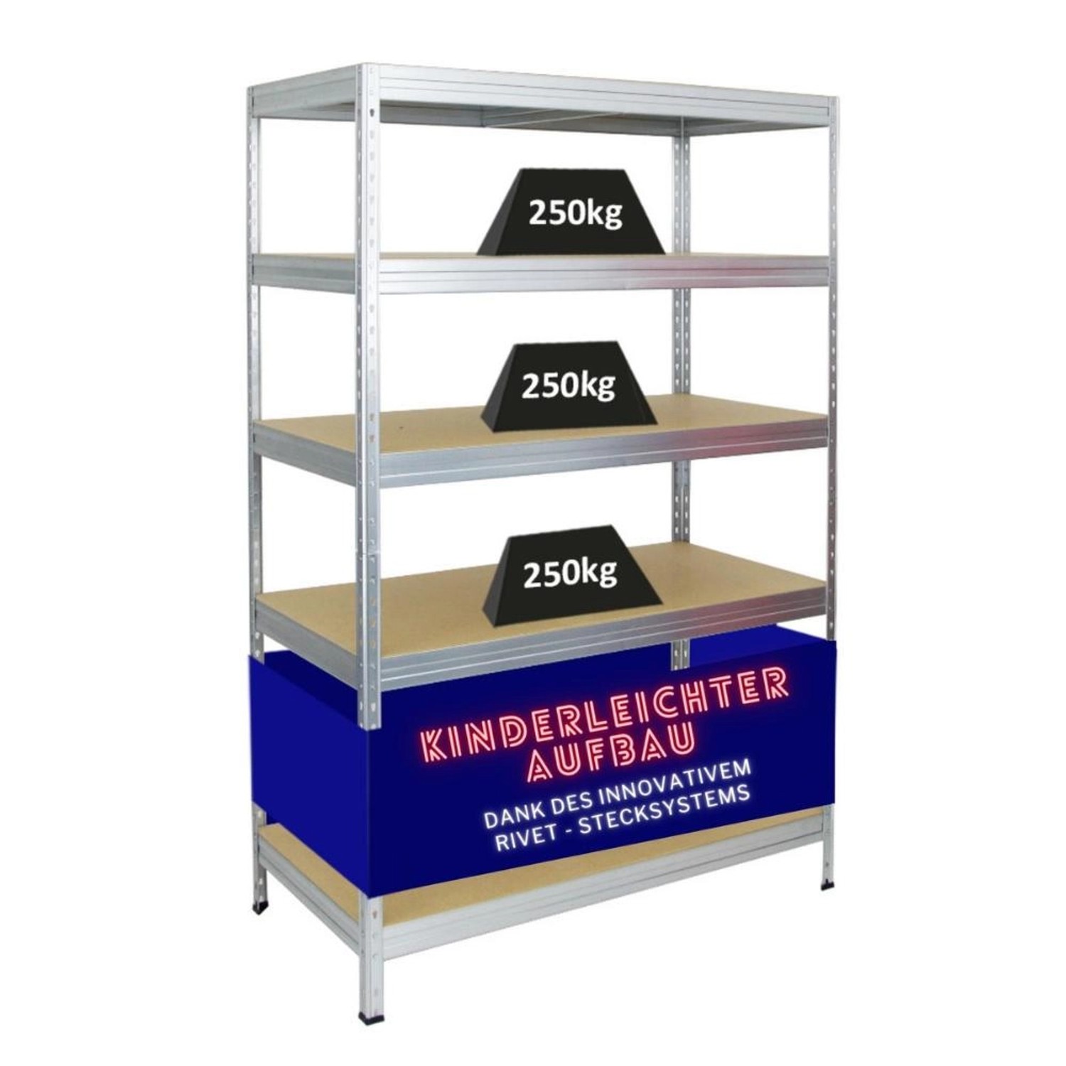 PROREGAL Schwerlastregal Rivet HxBxT 180 x 120 x 60 cm Fachlast 250 kg Inno günstig online kaufen