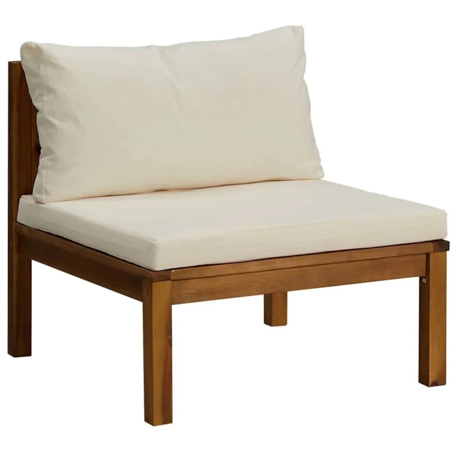 vidaXL Modulares Mittelsofa mit Cremeweißen Kissen Akazienholz 316289