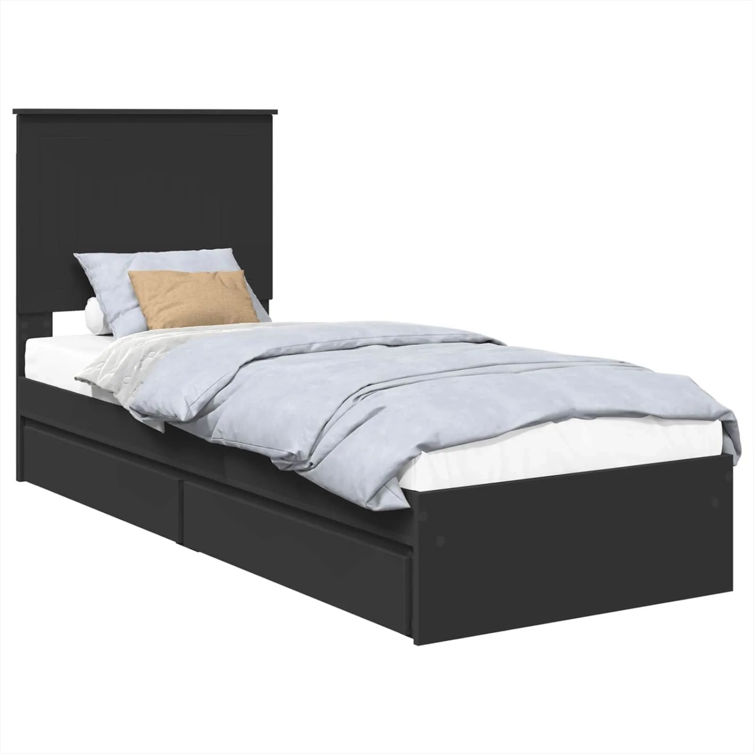 vidaXL Stauraumbett Schwarz 75 x 190 cm Holzwerkstoff 3411258 günstig online kaufen