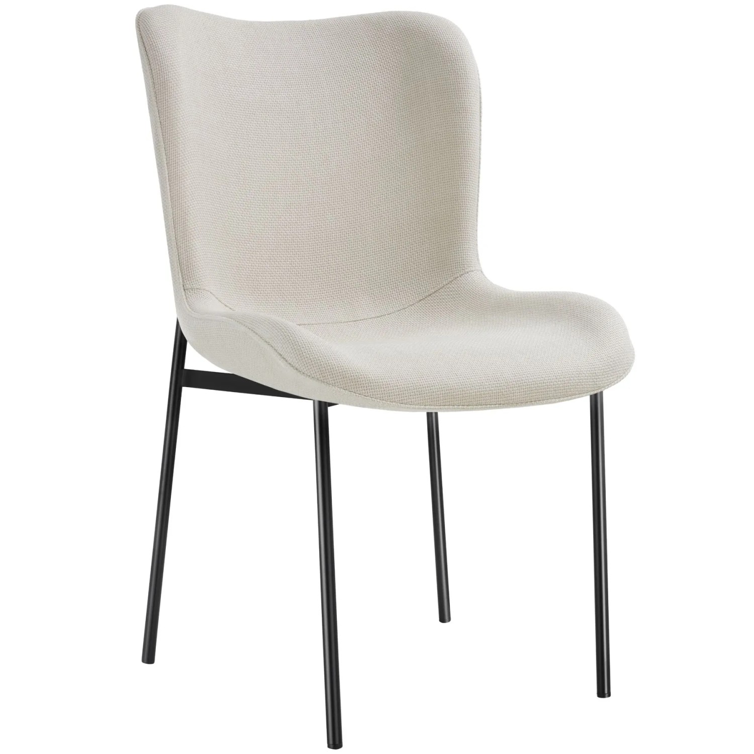 Tectake Polsterstuhl Tessa Ergonomische Form Mit Hoher Rückenlehne Schlanke Stahlbeine 62 X 54 X 90 Cm Webstoff Off White Schwarz