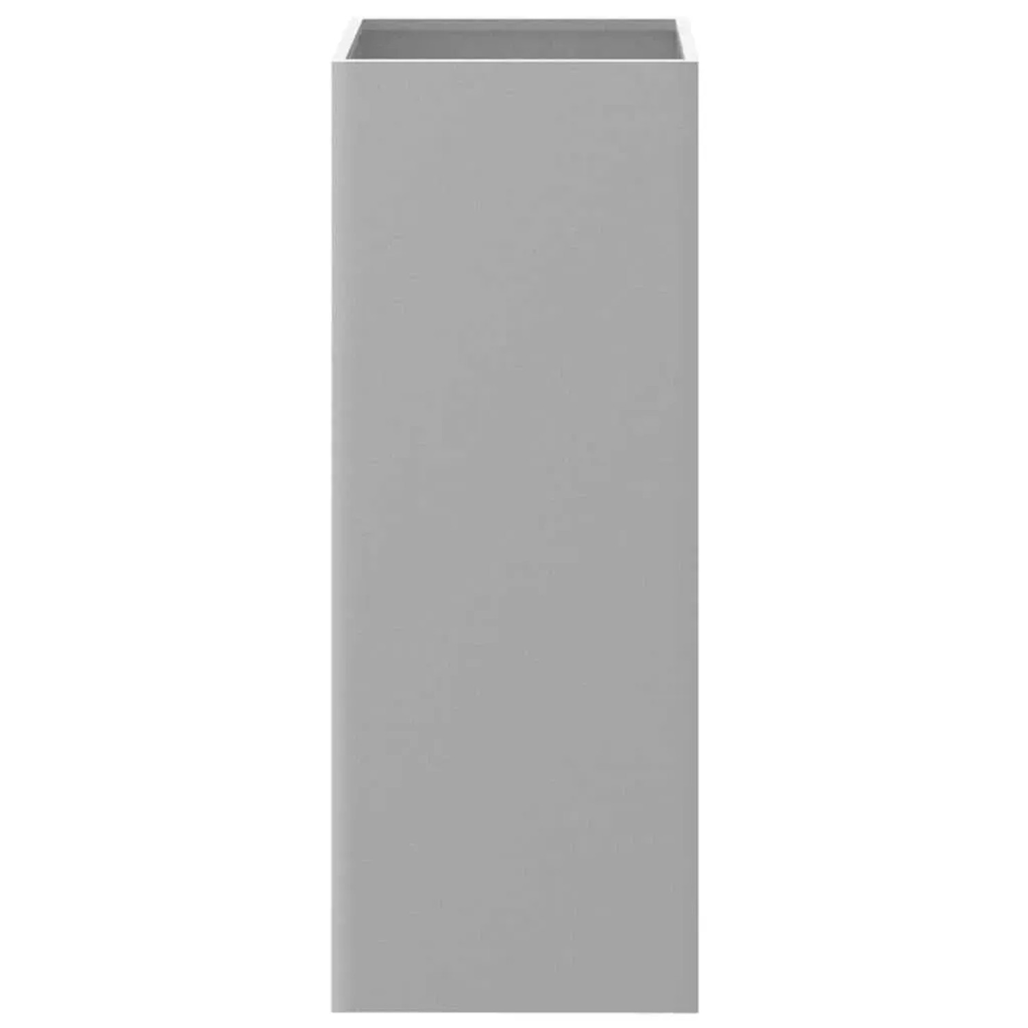Silberner, hoher Pflanzkübel aus verzinktem Stahl, rechteckig, 75 cm hoch. Modernes Design für Garten & Balkon.