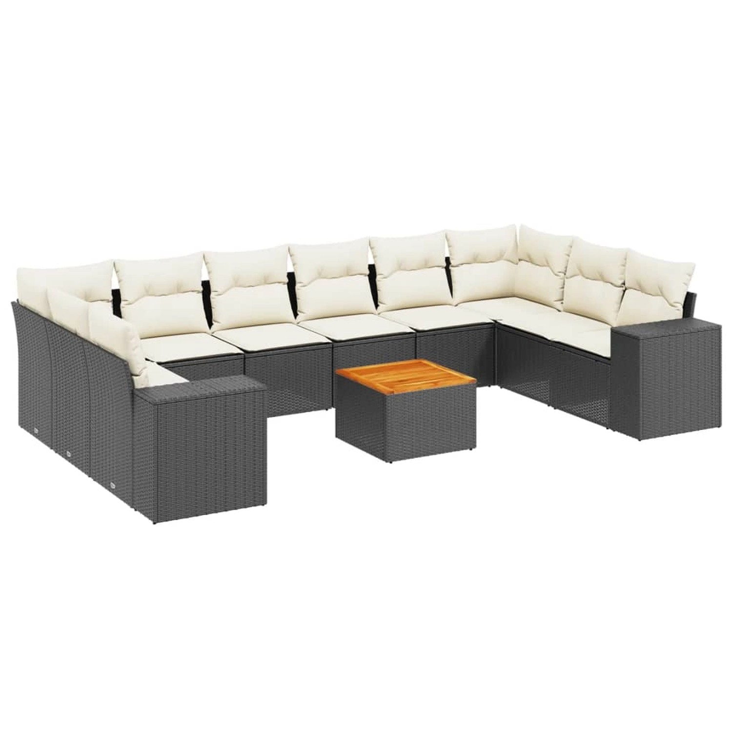 vidaXL 11-Tlg Garten-Sofagarnitur mit Kissen Schwarz Poly Rattan 3257946 günstig online kaufen