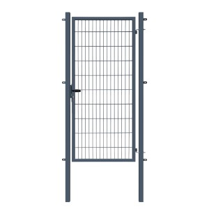 Anthrazitfarbenes Gartentor Basic 100x200 cm für Doppelstabmattenzaun, mit Gitterfüllung und Schloss.