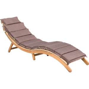 Gartenliege Capri Natur mit brauner Auflage. Holzliege mit Polyrattan und klappbarem Kopfteil.