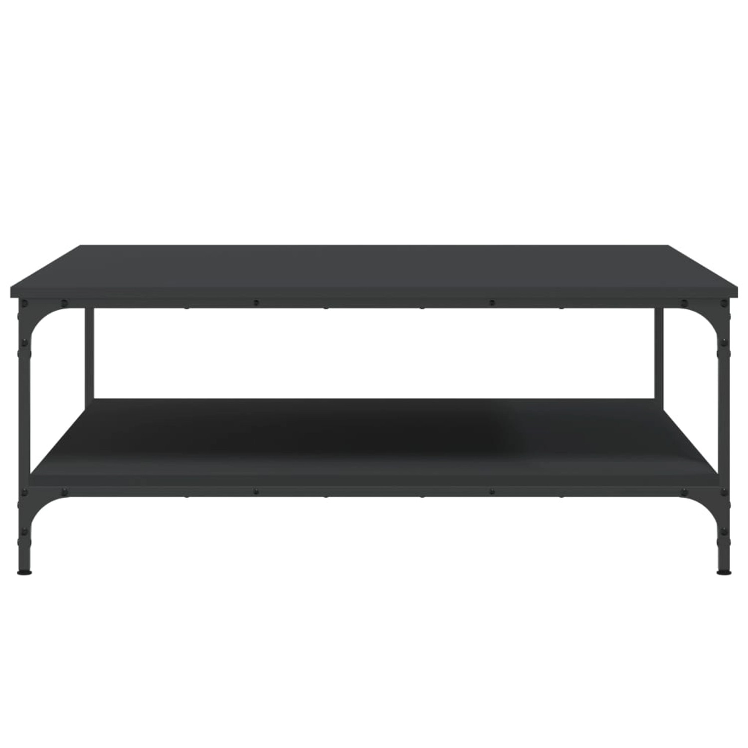 Schwarzer vidaXL Couchtisch 100x100 cm mit Ablage aus Holzwerkstoff und Metall.