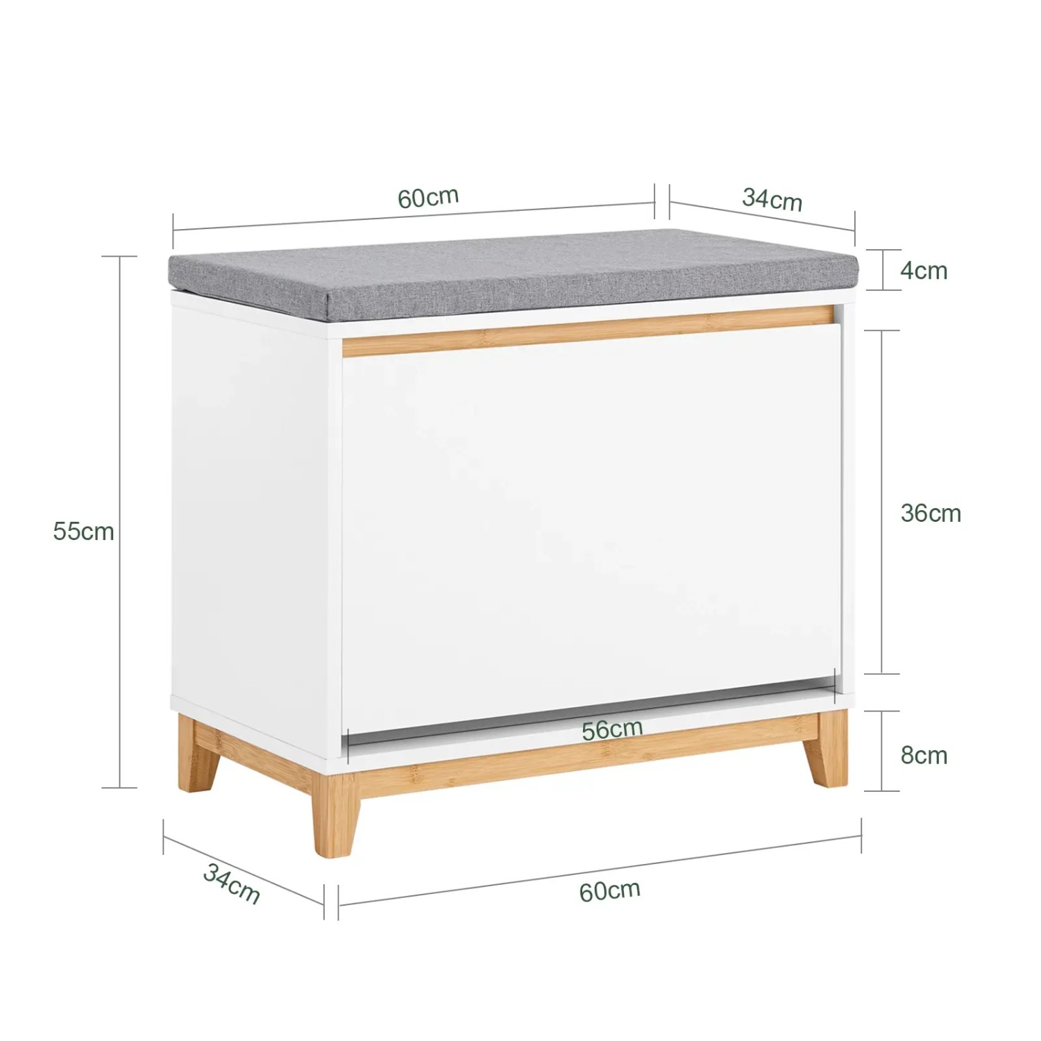 SoBuy Schuhkipper Schuhbank mit Klappe Dielenbank mit Sitzkissen FSR191-WN_4