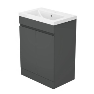 AICA Waschtisch mit Unterschrank, 60 cm, anthrazit matt. Badmöbel Set mit Softclose.