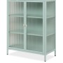 Furn.Design Vitrine Metall Mintgrün 80 x 102 cm 2-türig 3 Fächer Maram
