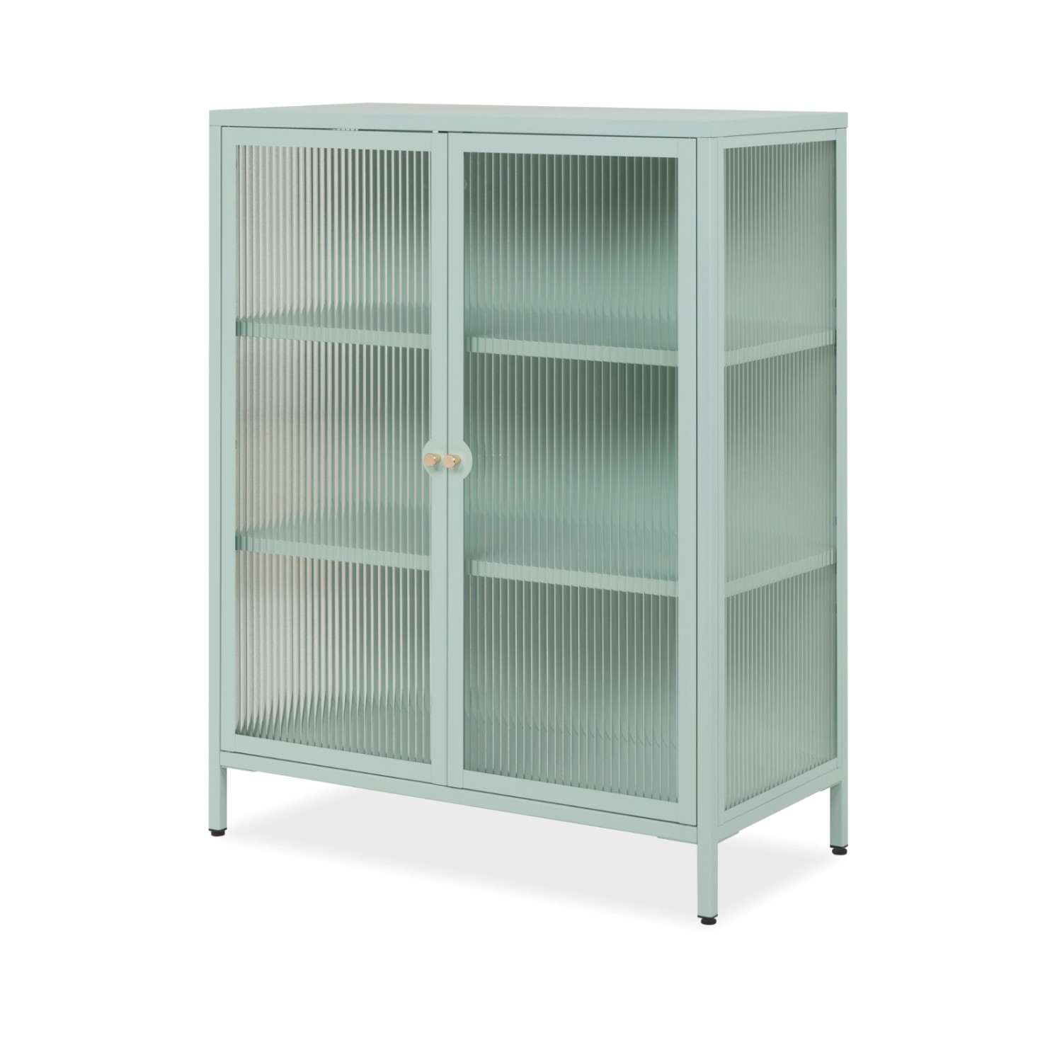 Furn.Design Vitrine Metall Mintgrün 80 x 102 cm 2-türig 3 Fächer Maram günstig online kaufen