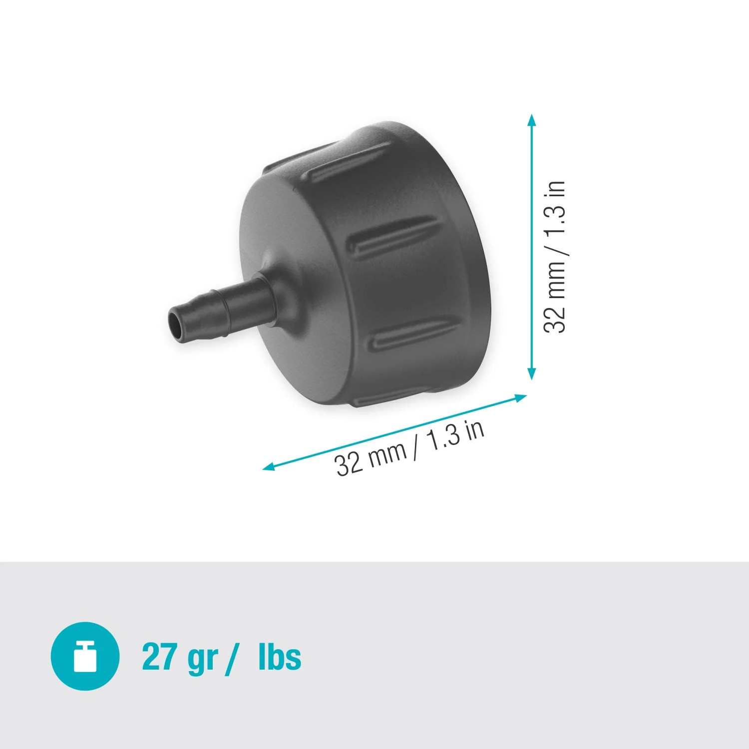 Gardena Hahn-Anschluss 4,6 mm (3/16") für Micro-Drip-System, Detailansicht.