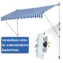 Outsunny Klemmmarkise blau-weiß gestreift mit verstellbarer Höhe.