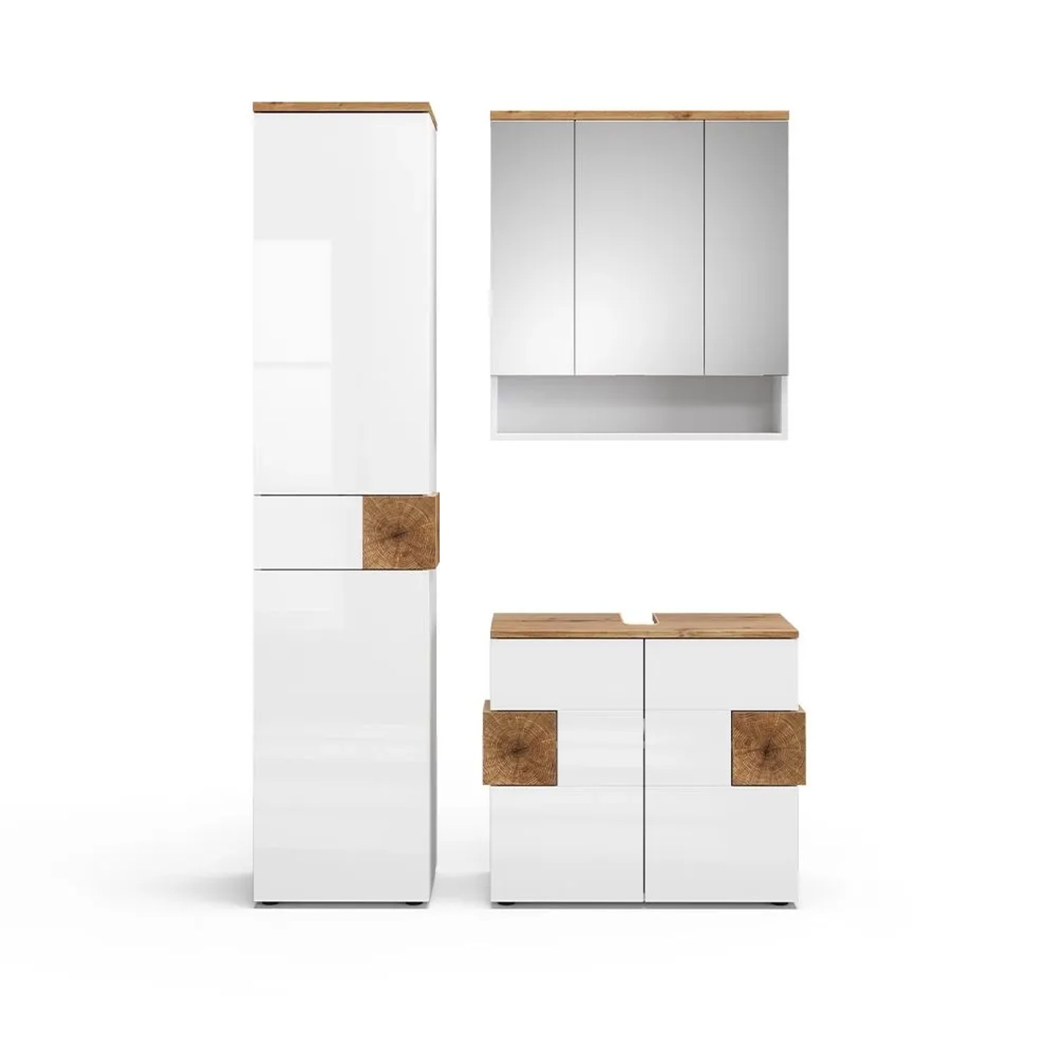 Vicco Badmöbel-Set Eden Weiß Hochglanz 75 x 64 3-teilig