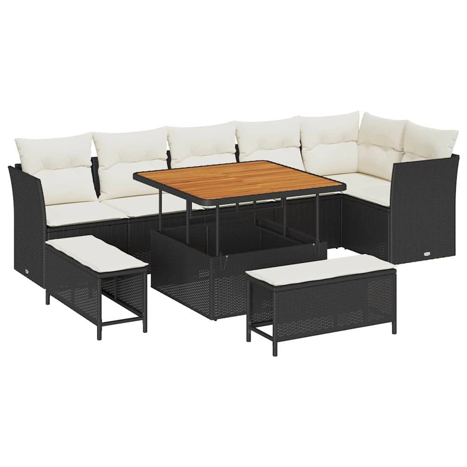 vidaXL Garten-Sofa-Set 9-Tlg Schwarz Poly Rattan 3361495 günstig online kaufen