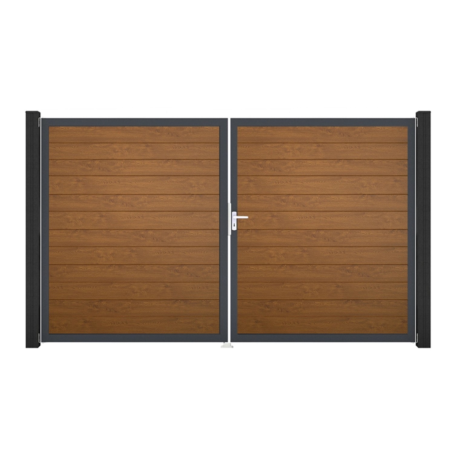 GroJa Tor 2-flg. Basicline Schmal Golden Oak Rahmen 306 cm x 180 cm DIN Rec günstig online kaufen