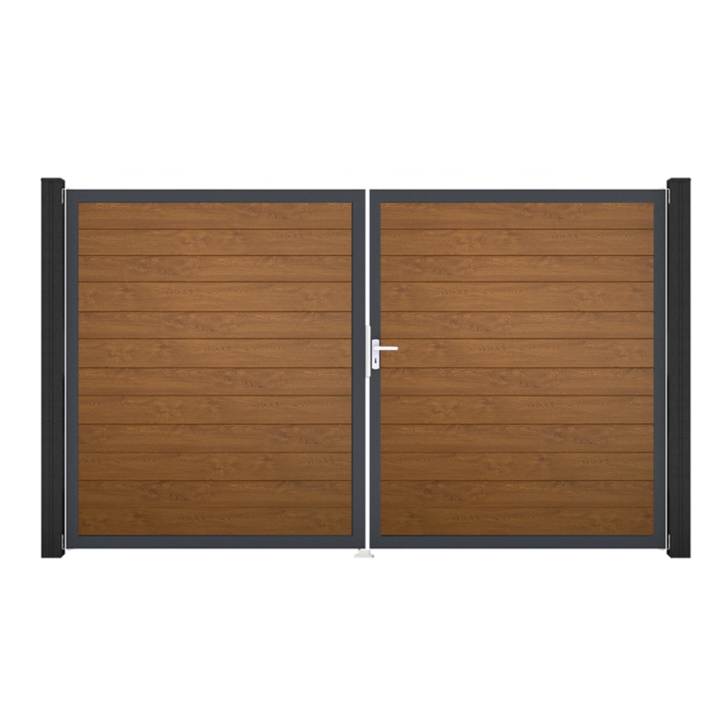 GroJa Tor 2-flg. Basicline Schmal Golden Oak Rahmen 306 cm x 180 cm DIN Rechts