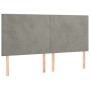 Hellgraues Samt-Bettgestell 200x200 mit Kopfteil. Modernes Design für Schlafzimmer.