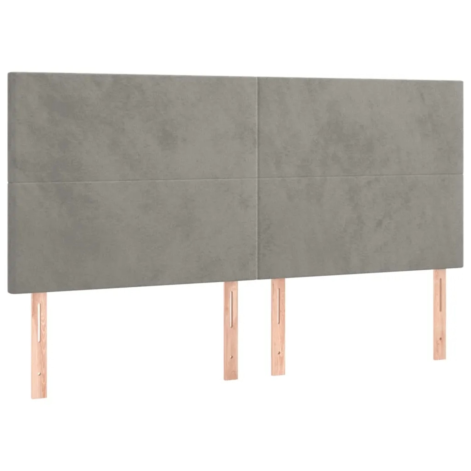 Hellgraues Samt-Bettgestell 200x200 mit Kopfteil. Modernes Design für Schlafzimmer.