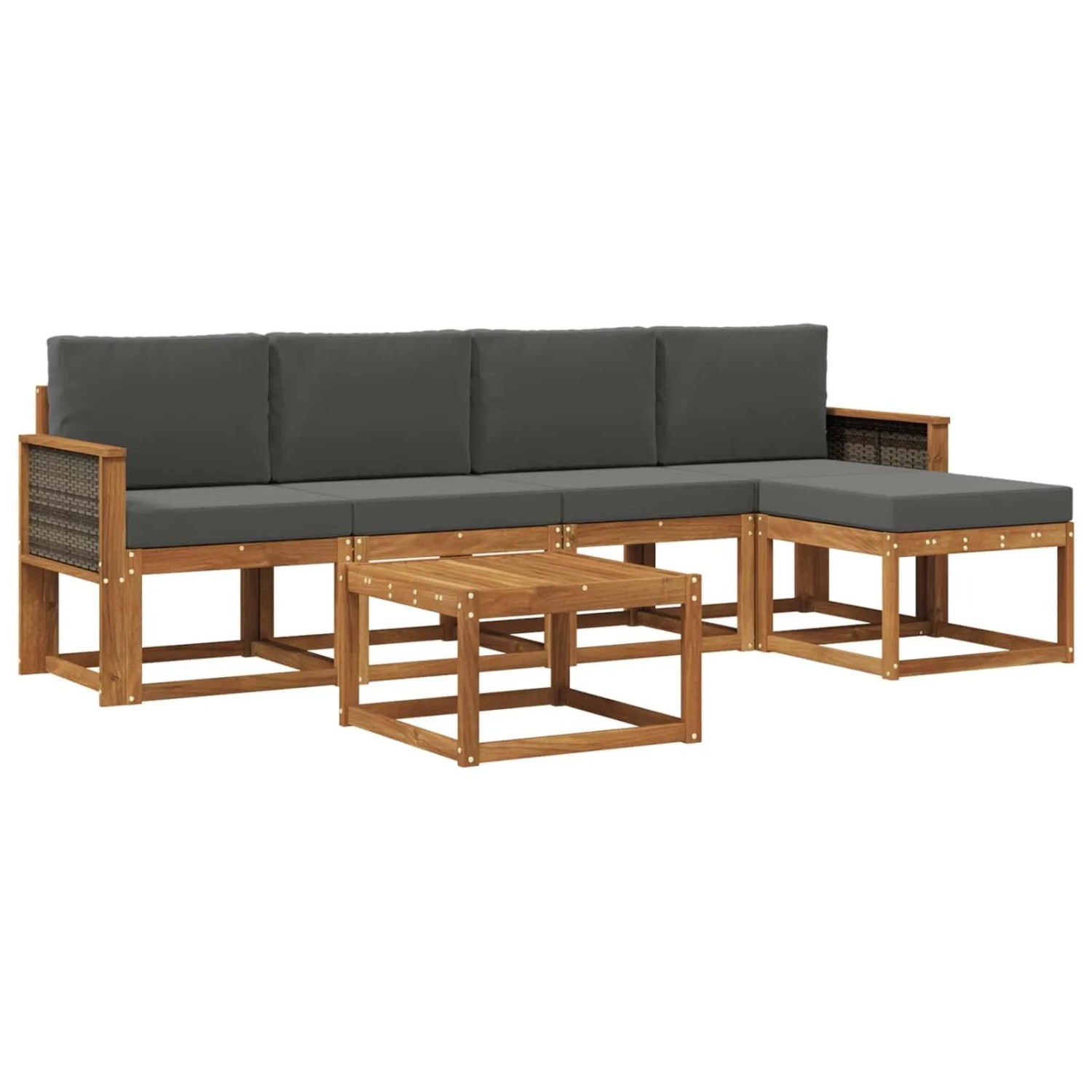 vidaXL Outdoor-Sofagarnitur 6 Stk Natur und Anthrazit Polyester 3385148