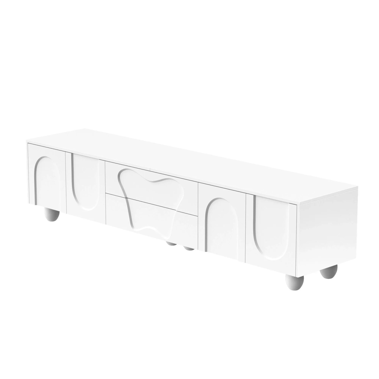 okwish TV Schrank mit Holzbeinen Stauraum Minimalistisches Design 180x40x42cm Weiß