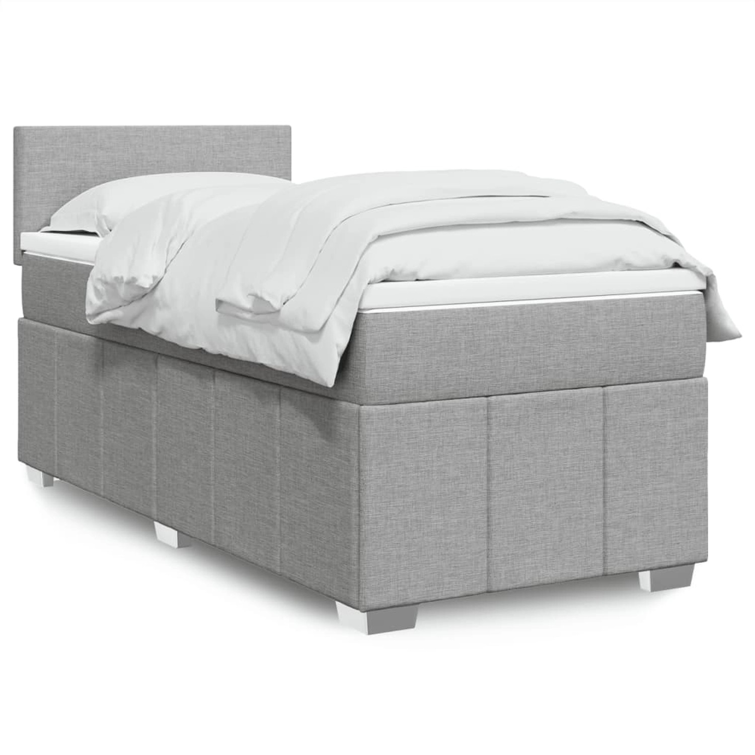 vidaXL Boxspringbett mit Matratze Hellgrau 100x200 cm Stoff 3289272 günstig online kaufen
