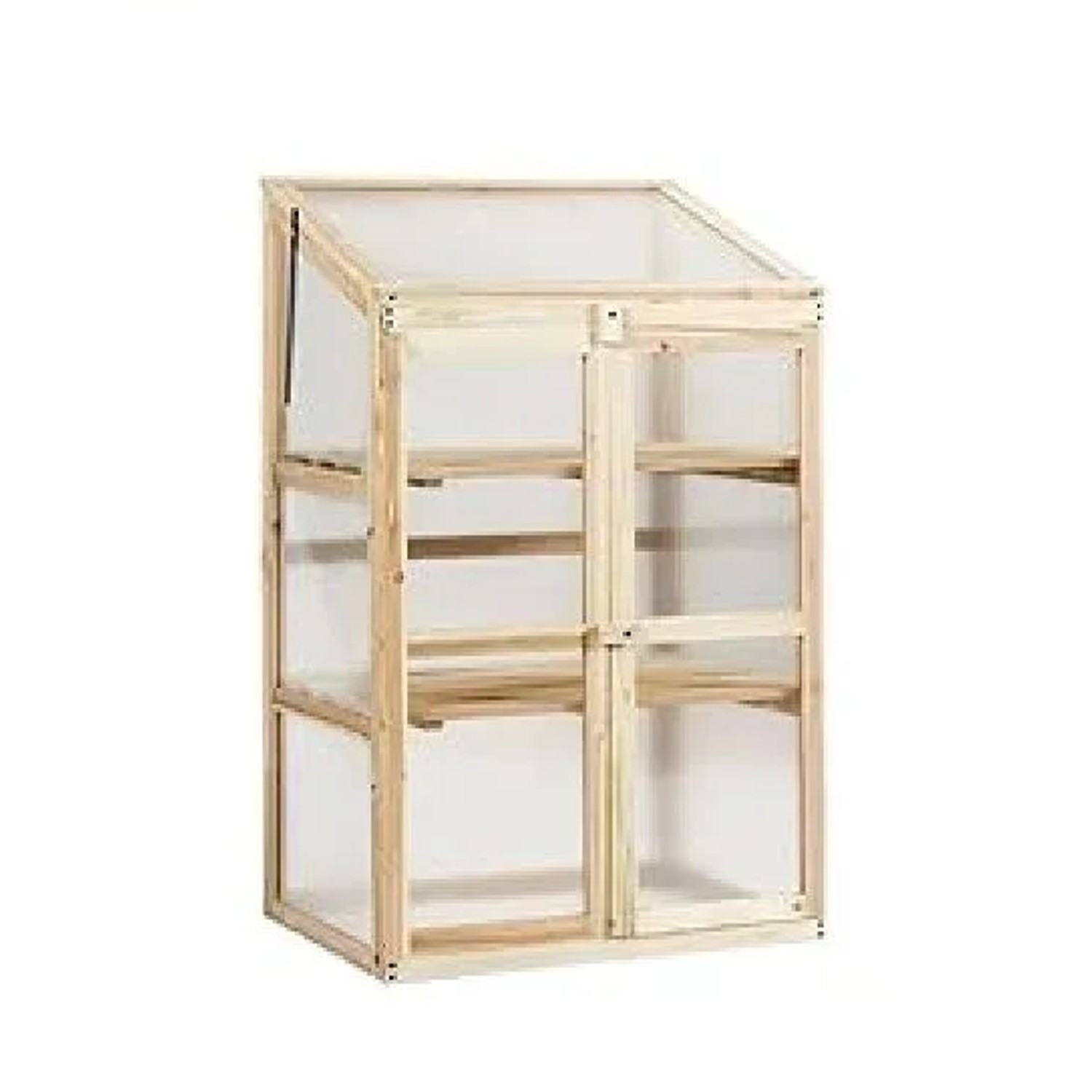 Costway 3 Etagen Frühbeet Holz mit 2 Türen 60 x 45 x 100 cm Natur