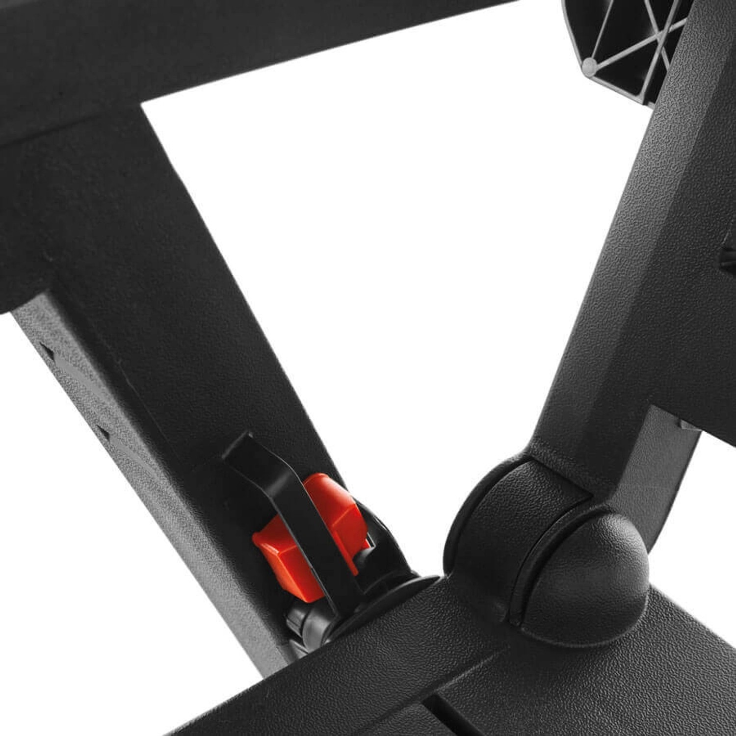 Detailaufnahme der Sicherheitsarretierung eines Gartenstuhls der Shaf Milano Essgruppe in Anthrazit.