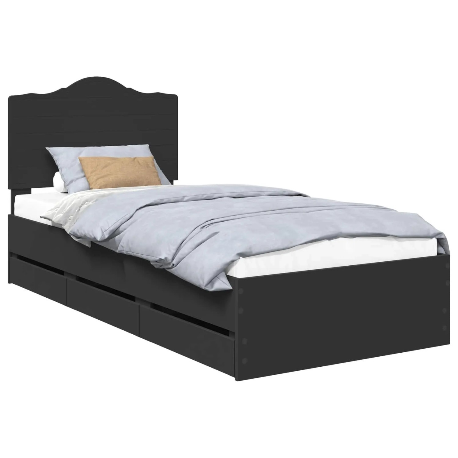 vidaXL Bettrahmen mit Schubladen Schwarz 90 x 200 cm Ingenieurs Holz 341345 günstig online kaufen