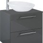 Maximus Waschbeckenunterschrank Stylo Anthrazit, 60 cm breit, mit Aufsatzwaschbecken und Armatur.