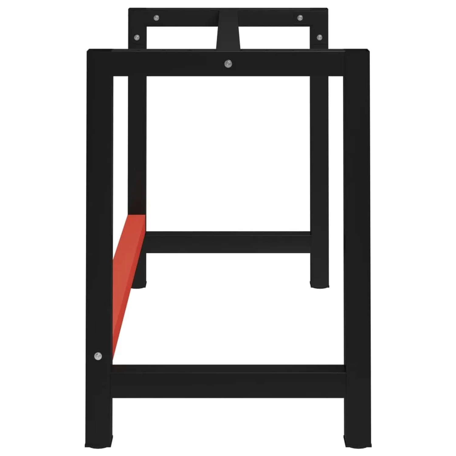 Werkbankgestell von vidaXL, Metall, 120x57x79 cm, schwarz und rot. Tischgestell für Werkbank.