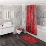 Roter SANILO WC Sitz mit Rosenmuster aus Holz. Stabiler Toilettendeckel im Badezimmer mit passendem Dekor.