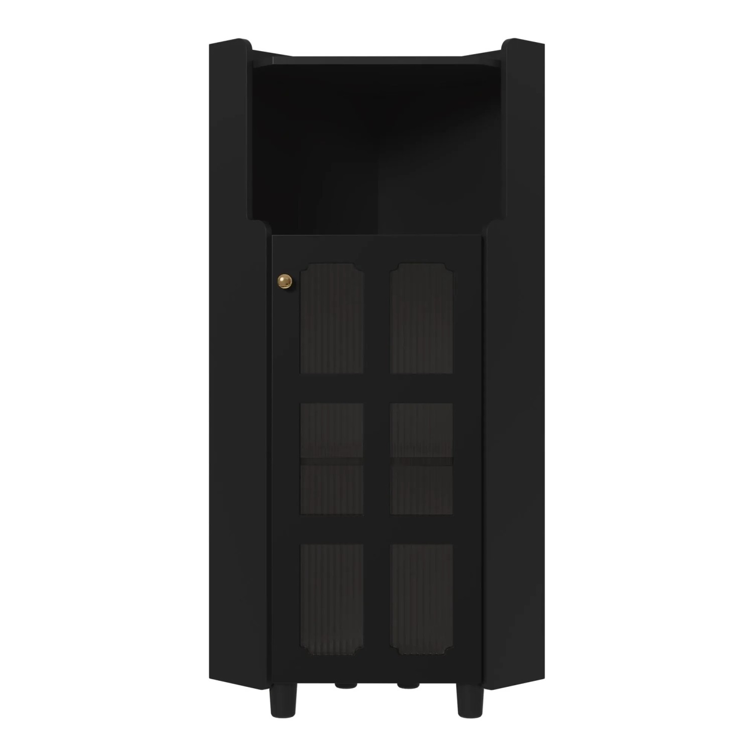 okwish Eckschrank mit LED Beleuchtung App Steuerung Lackoberfläche Kommode 63x124cm Schwarz