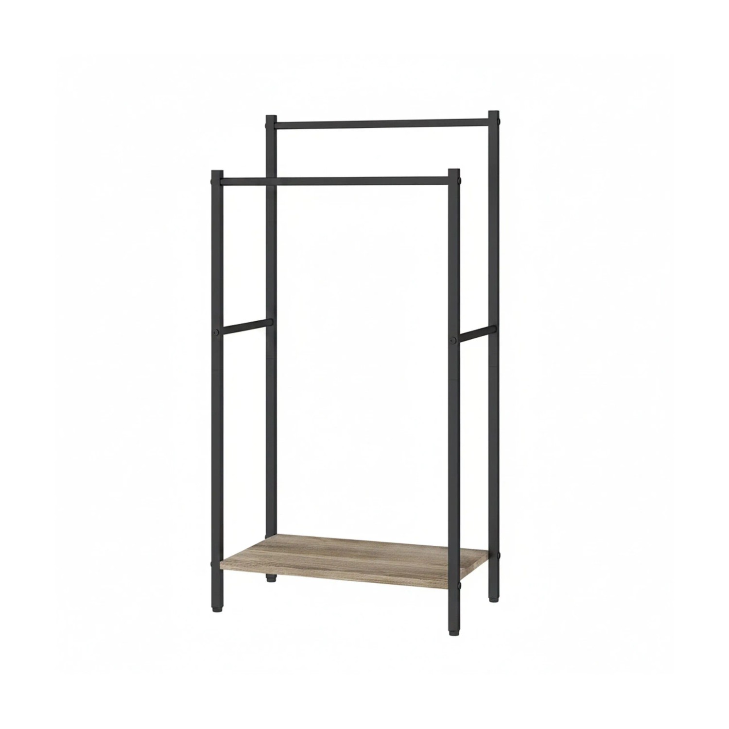 Relaxdays Handtuchständer Metall Holzoptik Schwarz mit Ablage Freistehend 81,5 cm x 42 cm x 24 cm