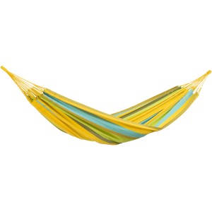Gelb gestreifte Amazonas Hängematte Colombiana Limone, 240x160 cm, für Garten und Freizeit.