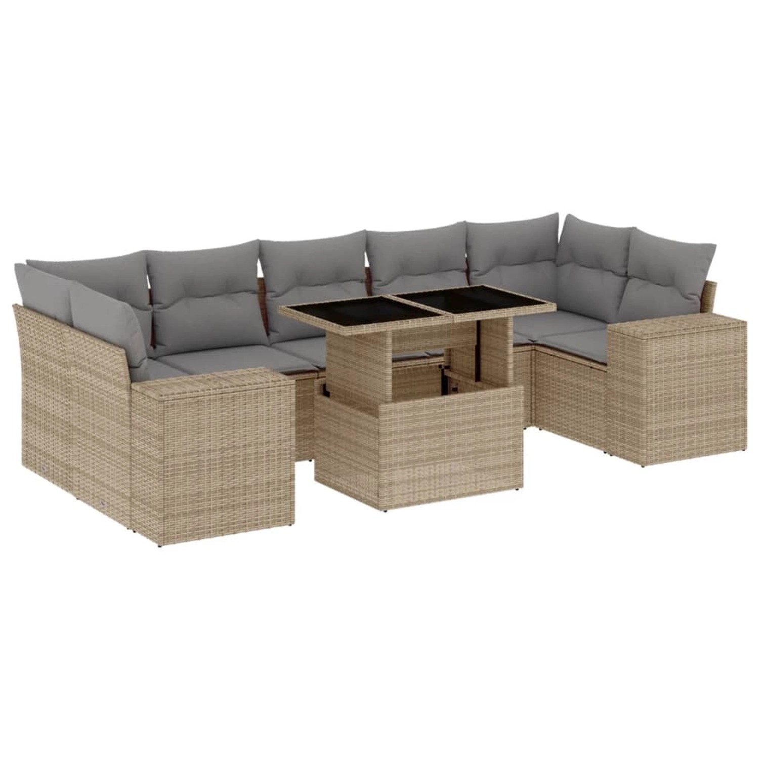 vidaXL 8-Tlg Garten-Sofagarnitur mit Kissen Beige Poly Rattan 3269039 günstig online kaufen