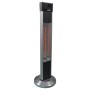 Schwarzer Terrassen-Heizstrahler Infrae 2000 W mit Alu-Gehäuse und Standfuß.