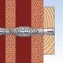 Fischer Langschaftdübel SXRL 10 x 120 T mit Schraube, eingesetzt in Mauerwerk und Holz.