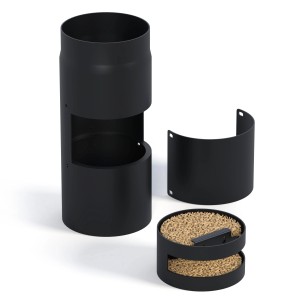 Accente Kaminofenfilter Sauberling, graues Zubehör für Kamine und Öfen, bestehend aus mehreren Teilen.