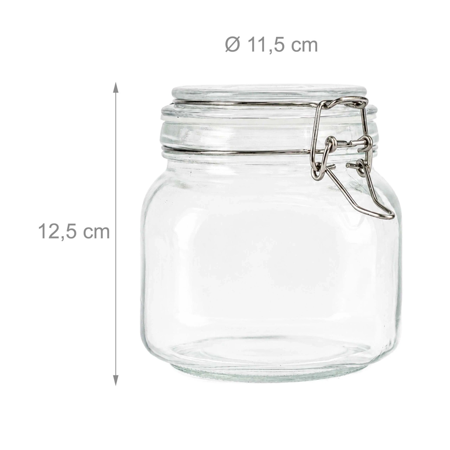 Relaxdays Einmachgläser 6er Set Glas Transparent Luftdicht mit Bügelverschluss 12,5 cm x 11,5 cm 750 ml_4