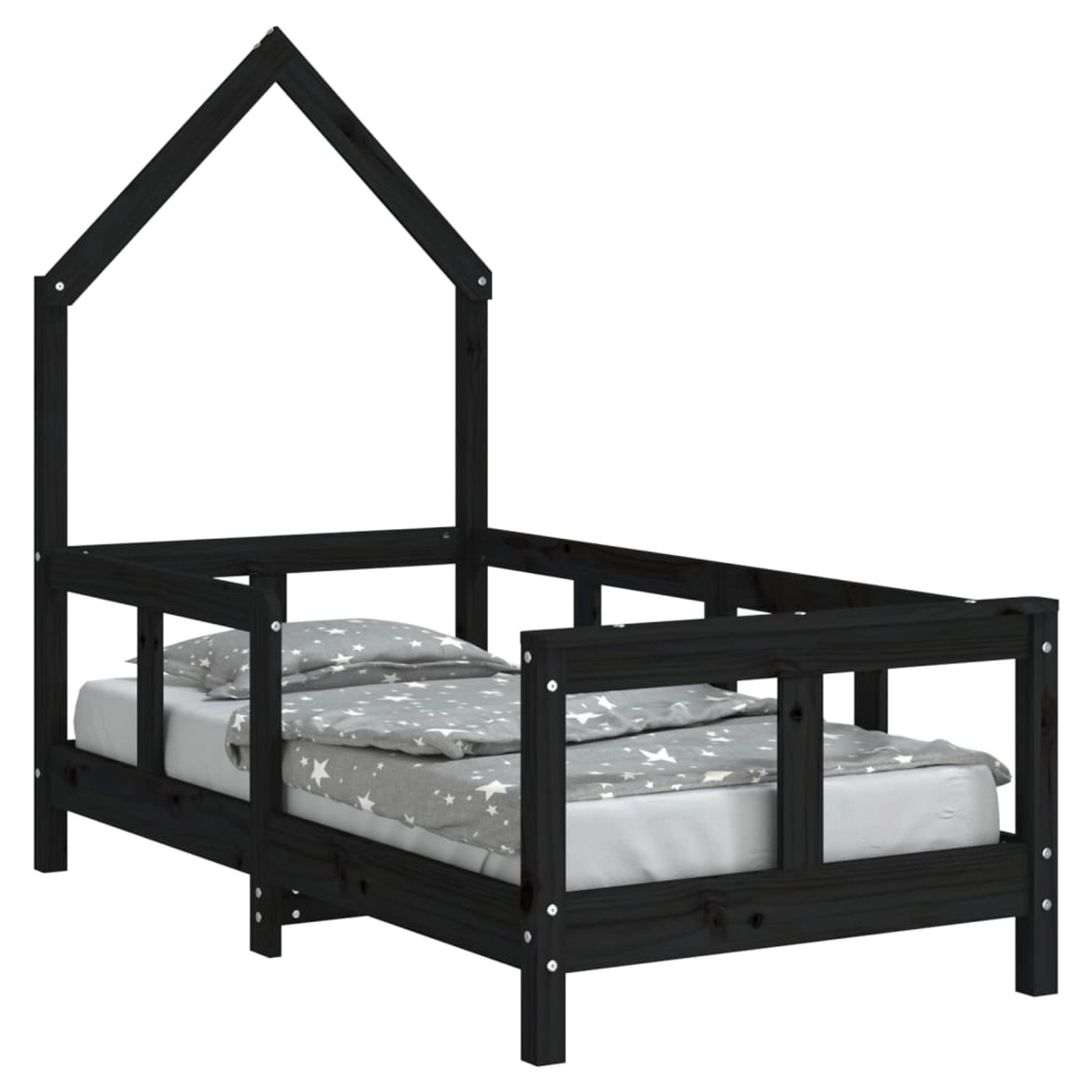 vidaXL Kinderbett Schwarz 70x140 cm Massivholz Kiefer 834557 günstig online kaufen